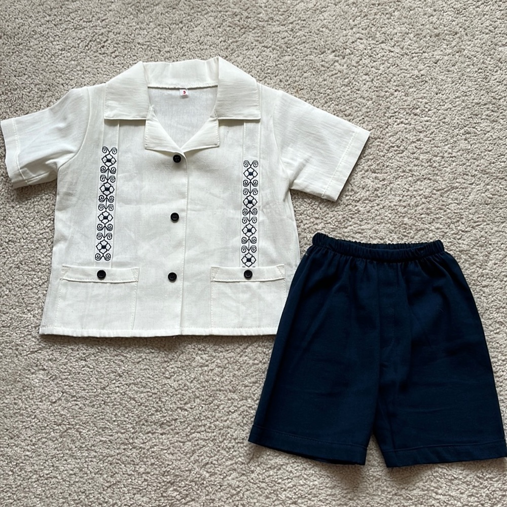 Boys’ Embroidered Handmade in Mexico Shorts Set